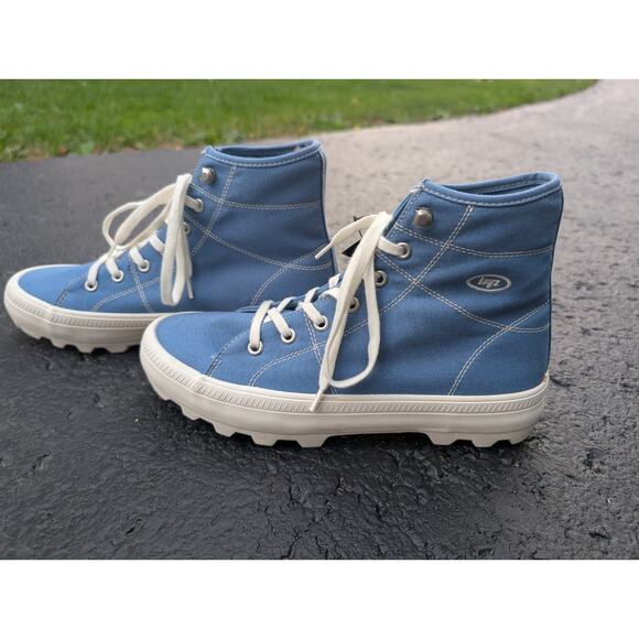 Lugz Womens Habitat Lace Up Sneaker Sz 9 Comfort Fashion Chunky Tread Blue White - Picture 1 of 8